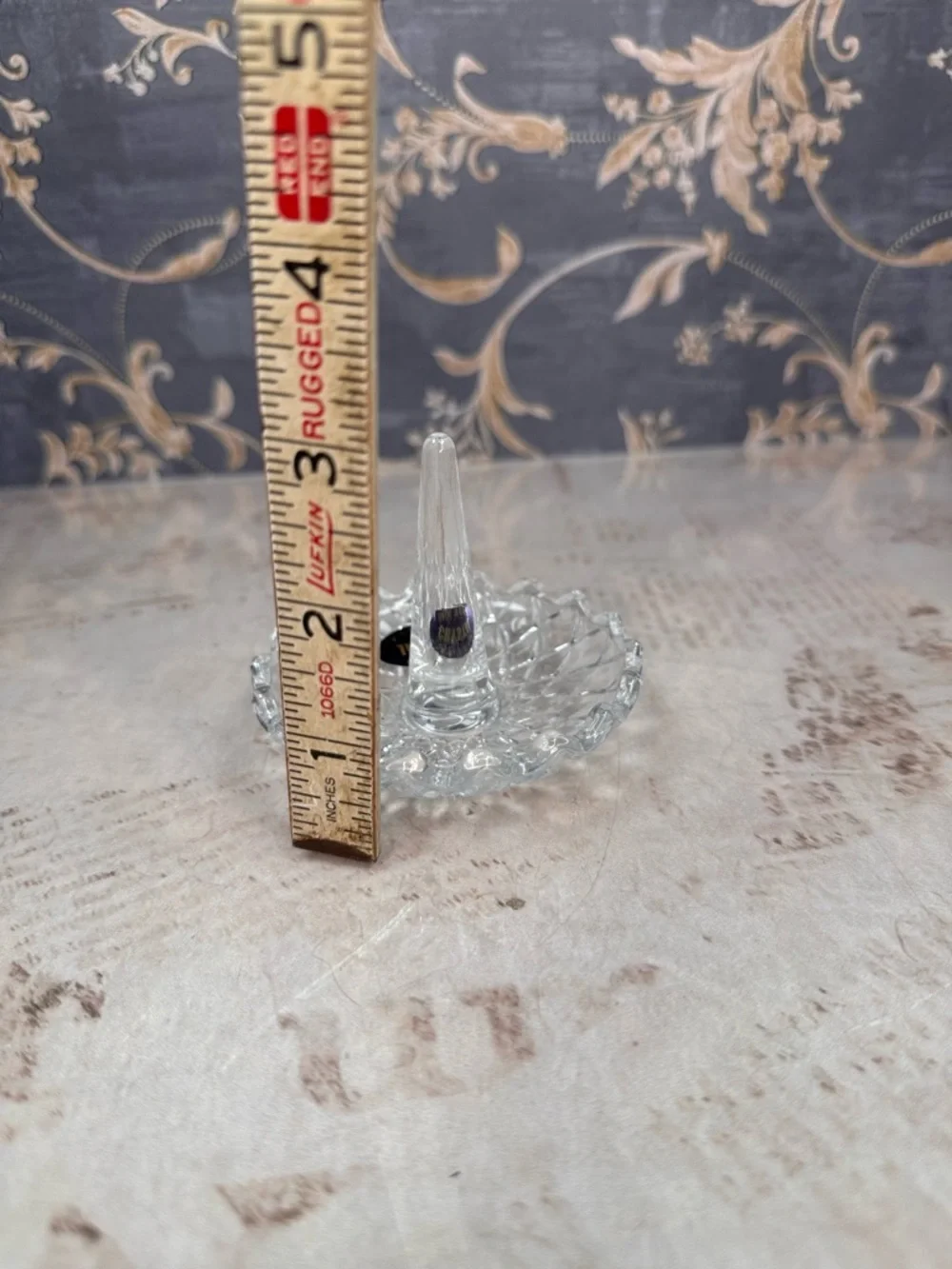 24% Lead Crystal Ring Holder Dish Cut Glass Jewelry Stand USA